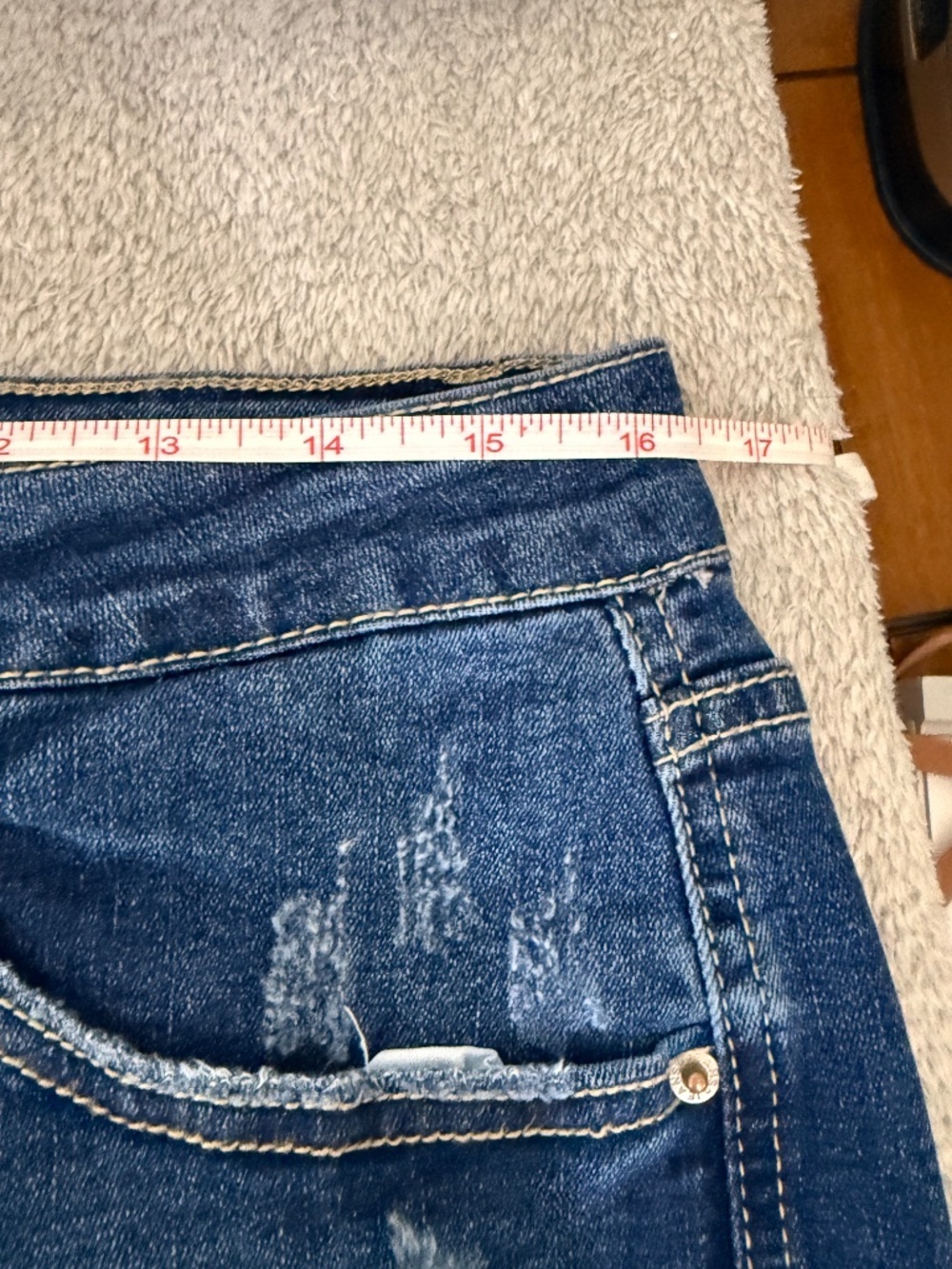 Boutique Button Fly Bootcut Jeans Size 14 Distressed Stretch Denim Flare NWOT - Picture 3 of 9